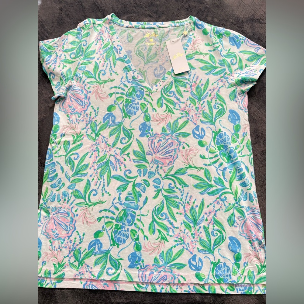 Lilly Pulitzer Pastel Floral V-Neck Tee